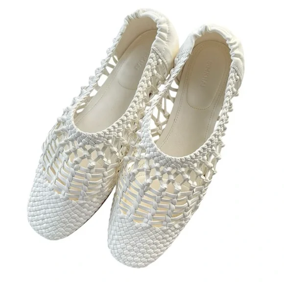 SIMKHAI Eden Woven Leather Ballet Flats in Ivory Women’s Size 10.5 - Picture 3 of 11